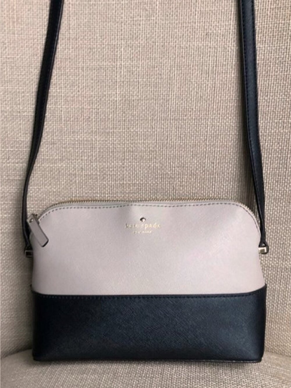 Kate Spade Cross-body Bag Black and Concrete (Off White) Genuine Leather Handbag